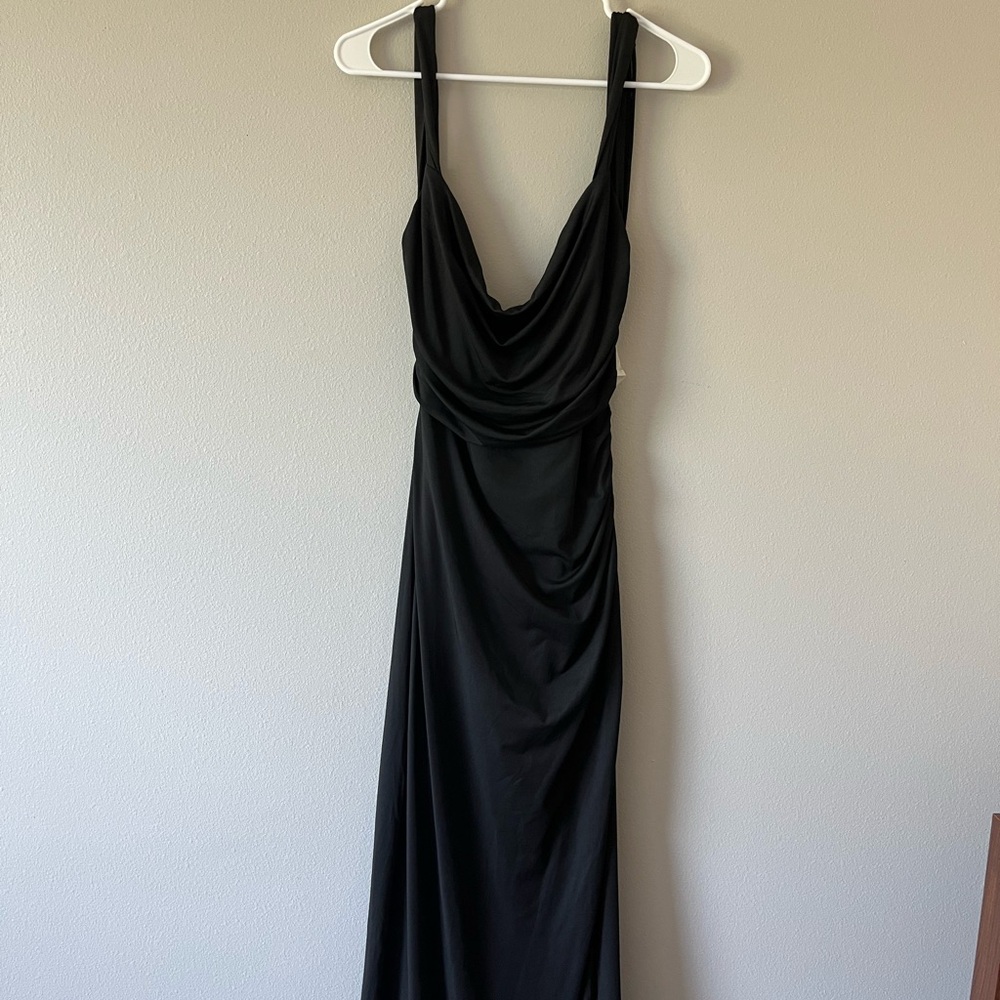 Lucy in the Sky Black Open Back Maxi Gown